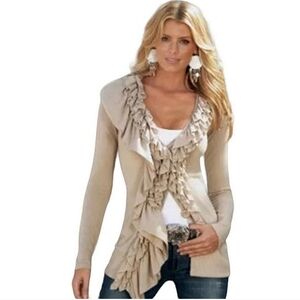 Boston Proper Ruffled Hem Cardigan Sz S